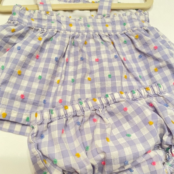 Gap , gingham plaid lavender top bloomer headband set, 12-18 months - Picture 5 of 8